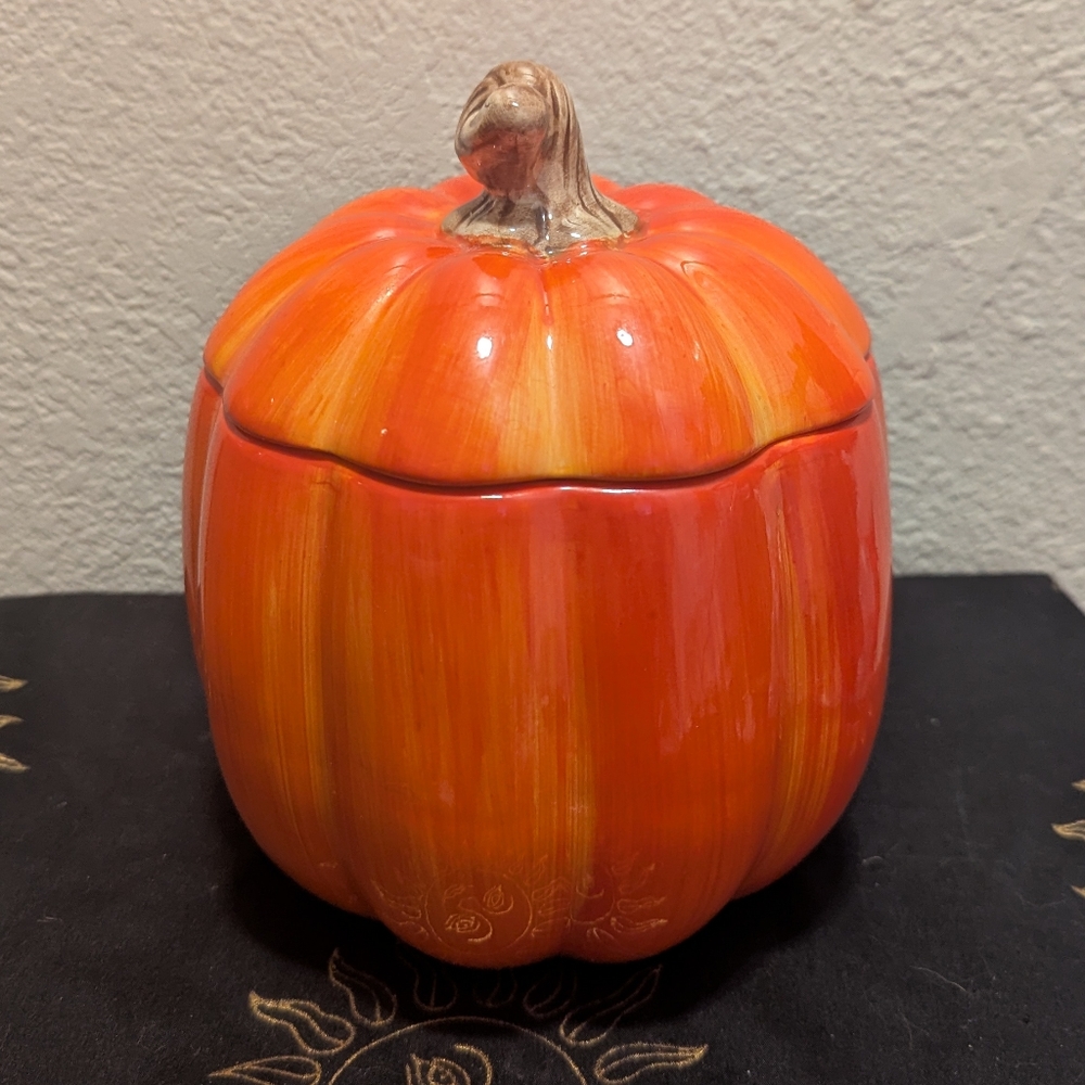 Orange Pumpkin Ceramic Jar